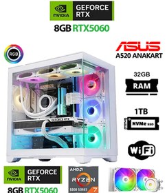 Resim DMC N320 (pubg,gta 5) Ryzen 7 5700,32gb Ram,1tb M.2,8gb Rtx5060,sıvı Soğutmalı Oyuncu Bilgisayarı 