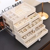 Resim Ev Tipi Büyük Kapasiteli 5 Katmanlı Masaüstü Bilezik Saat Depolama Kutusu Çok Fonksiyonlu Yığılabilir Çekmece Mücevher Kutusu Yığılabilir Şeffaf Çok Katmanlı Çekmece Süs Kutusu Yüzük Kutusu Küpe Kolye Kutusu Küpe Depolama Kutusu Mücevher Kutusu 