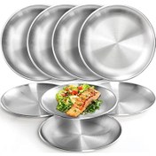 Resim Paslanmaz Çelik Tabaklar, 19.99 cm Yemek Tabakları Piknik Açık Hava Kampı İçin Servis Yapma Tabakları, Tekrar Kullanılabilir ve Bulaşık Makinesinde Yıkanabilir, Ramazan Malzemeleri 