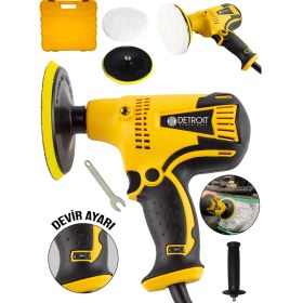 Resim Detroit Usa Powertools Tam Profesyonel 6 Kademe Devir Ayarlı 125 mm Zımpara Araba Pasta Cila Polisaj Makinesi-Sarı 