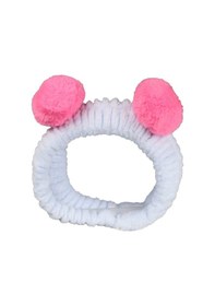 Resim Toyaş Açık Mavi Pembe Ponponlu Peluş Bandana Makyaj Spa Saç Bandı 