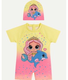 Resim My Kids Wear Kız Çocuk Dalgıç Kumaş Gizli Fermuarlı Boneli Mayo Takımı 3-10 Yaş 11932 Sarı 