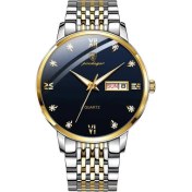 Resim Hanyang 834 Altın Mavi Poedagar Lüks Bilek Saatler Erkekler Için Marka Su Geçirmez Iş Paslanmaz Çelik Kuvars Izle Erkek Spor Takvim Aydınlık Saatler (Yurt Dışından) 