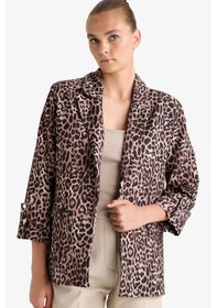 Resim DeFacto Regular Fit Leopar Desenli Blazer Ceket E1483AX24AUBN225 Kahve 