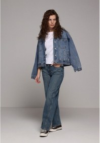 Resim Colin's Colins Baggy Fıt Orta Bel Daralan Paça Kadın Light İndigo Denim Jean Pantolon Cl1079784 Q1.v1 Dn44892 Denim 