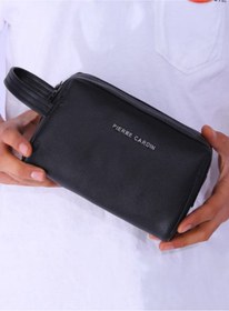 Resim Pierre Cardin Siyah El Tutma Saplı Fermuar Kapamalı Erkek El Çantası - Potföy Çanta - Clutch 01PC002001 