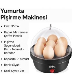 Resim Sinbo Yumurta Pişirme Makinesi 350W SEB-5803 (0) 