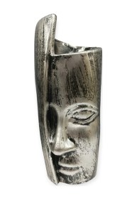 Resim Dekoratif Polyester Tekli Kadın Yüzlü Saksı Vazo Gümüş Siyah Eskitme 