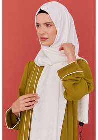 Resim Mirsoy Scarf Kazayağı Desen İpeksi Jakar Şal - Beyaz Beyaz 