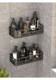 Resim İkili Yapışkanlı Raf Duş Rafı Banyo Rafı Mutfak Rafı Organizer Düzenleyici Saklayıcı Sabunluk Şampuanlık Çok Rekli 