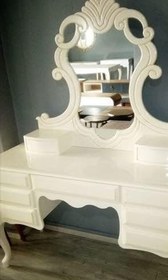 Resim Makyaj Masa 12774 Dresuar Kayın Aslan Ayak Krem 9Çekm Oymalı Nakış Ayna El YapıM 