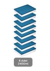 Resim Meleni Home Buzdolabı Mikrodalga Saklama Kabı 8'Li Petrol 8 x 2400 ML Petrol 