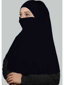 Resim Altobeh Hazır Türban Peçeli Pratik Eşarp Tesettür Nikaplı Hijab - Namaz Örtüsü Sufle (XL) - Lacivert 