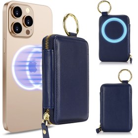 Resim RFID engelleme sahte deri cüzdan, manyetik kapanış ve anahtarlık, kıtalar tarzı, fermuar cepler, sahte deri astar, iPhone 16/15/14/13/12 serisi için 7 kart yuvası 