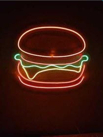 Resim Hamburger Neon Led Burger Tabela Neon Duvar Dekorasyonu - N.25 