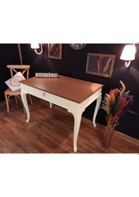 Resim Wooding-Mobilya Wooding 120 Cm Çekmeceli Masif Krem Naturel Çalışma Masası 