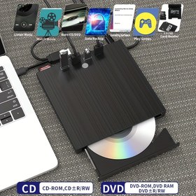 Resim 7’si 1 Arada Çok Fonksiyonlu USB C Taşınabilir CD/DVD +/-RW Sürücü, USB 3.0 USB C Hub DVD Yazıcı, Dizüstü ve Tüm Masaüstü Bilgisayarlarla Uyumlu 