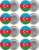Resim Azerbaycan Çanta Rozeti Seti 8 Adet En Büyük Boy 5.8Cm Iğneli Bro 