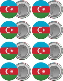 Resim Azerbaycan Çanta Rozeti Seti 8 Adet En Büyük Boy 5.8Cm Iğneli Bro 