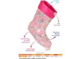 Resim Kiko Kids Unicorn Su Geçirmez Kız Çocuk Yağmur Çizmesi Pembe - Turkuaz Pembe - Turkuaz 