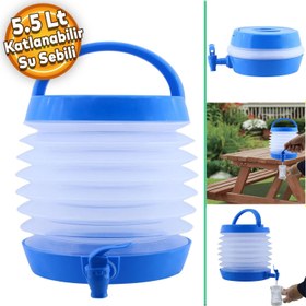 Resim Su Sebili Katlanabilir Termos Çeşmeli Körüklü 5.5 Litre Piknik Kamp Su Ayran Meşrubat İçecek Bidonu 