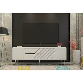 Resim Dekolp5ct Tv Sehpası Beyaz-gümüş 