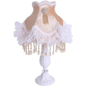 Resim Kadife Kaplı El Yapımı Broşlu Klasik Model Abajur 