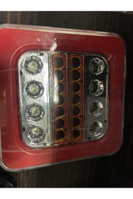 Resim KIR OTOMOTİV Kare hamburger stop 12 volt 4 fonskyonlu en 14 cm 14 cm 