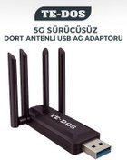 Resim TE DOS 4 ANTEN KABLOSUZ İTERNET SAĞLAYICI USB WİFİ WİRELESS ADAPTÖR ÇİFT BANTLI 1200 METRE 