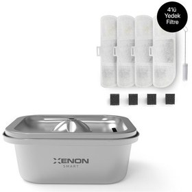 Resim Xenon Smart Akıllı Kedi Su Çeşmesi, Geniş Hazneli Otomatik Çelik Pet Su Sebili Ve Yedek Filtre Seti 
