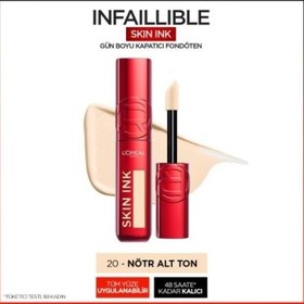 Resim Loreal Paris Skin Ink Gün Boyu Kapatıcı Fondöten - Nötr Alt Ton 20 