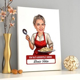Resim Eli Lezzetli Anne Karikatürlü Kanvas Tablo 