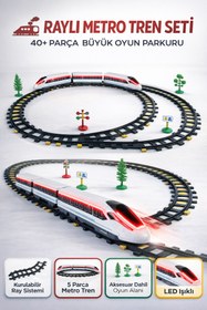 Resim YILDIRIM OYUNCAK Pilli Otomatik Giden Müzikli Işıklı Aksesuarlı Manyetik Oyuncak Tren - 40 Parça 308 cm Tren Seti 