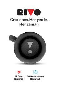 Resim Powerway Rivo Siyah Taşınabilir Bluetooth Kablosuz Hoparlör 12 Saat Oynatma Çoklu Bağlantı 