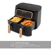 Resim Karaca Air Pro Cook Duo Ev Yemeği XXXL 8 Litre Airfryer Black Copper 