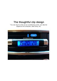 Resim Singree Araç Saati Ve Termometre - Mavi Led Ekranlı, 12/24 Saat Modlu, Klipsli 