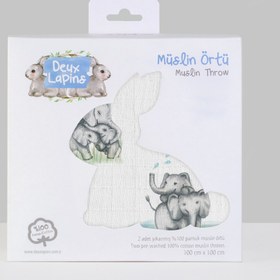 Resim 2’li Müslin Bebek Örtüsü - Les Elephants ve Endless Blue - 100x100 cm 