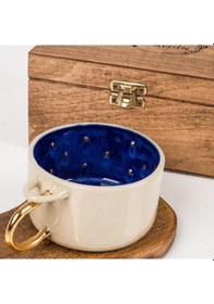 Resim El Yapımı İsme Özel Masif Kutulu Seramik Kupa Ağaç Bardak Altlığı Fincan Bardak Mug 001 