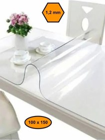 Resim 1,2 Mm Pvc Masa Örtüsü, Şeffaf Masa Kaplaması, 100x150 