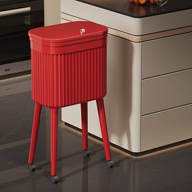 Resim Büyük Kapasiteli Ağır Hizmet Tipi Çöp Kutusu, Çıkarılabilir İç Sepet, Yüksek Asansör ve Pürüzsüz Kapak - Modern Dikdörtgen Tasarımda Kırmızı/Siyah Renk Seçenekleri, Çarklı Mobil Tabana Sahip & Alan Kazandıran Dikey Depolama Sistemi Mutfak Ofis Banyo Yatak Odası İş Atölyesi için Uygun - Evsel Ve Endüstriyel kullanım İçin Dayanıklı Çevre Koruma Plastik Bin Dar Alanda Kolay Temizlenebilir Sağlam Gövde, Dar Atık Kutusu,Mutfak için Çiftli Çöp Kutusu,Mutfak için büyük çöp kutusu, 