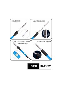 Resim 60W Lehimleme Seti - Sıcaklık Ayarlı Havya, Metal Stand, Lehim Pastası ve Elektrik Bandı 