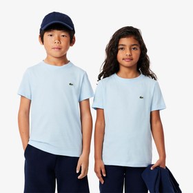 Resim Lacoste Çocuk Bisiklet Yaka Açık Mavi T-Shirt 