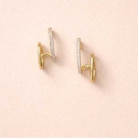Resim Taş Detaylı Altın Renk Modern Küpe Gold 