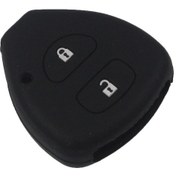 Resim Siyah Jingyuqin 2 Düğmeler Silikon Araba Anahtarı Durum Kabuk Toyota Corolla Hilux Vitz Rav4 Aq Land Oto Dış Aksesuar Dğ. 56699806 