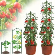 Resim 24 adet/33 adet Bitki Kafesi 119.99/159.99cm Domates Kafesi Deforme Edilebilir Bitki Destekleri Domates Desteği Bahçe Bitki Kafesi Çok Fonksiyonlu Domates Salatalık Tırmanma Sebzeleri İçin Tırmanma Ağları 