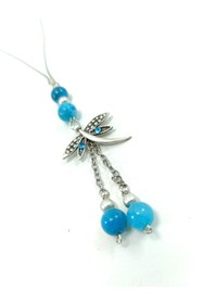 Resim biuti Turkuaz Parlak Taşlı Metal Yusufçukı Araba Dikiz Ayna Süsü, Yeni Araba Hediyesi 