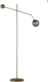 Resim ARTEA Eskitme Gövdeli Lambader – Füme Cam Başlık, 90° Ayarlı Kol, Modern Asimetrik Lamba Metalik FÜME CAM Tek Ebat 