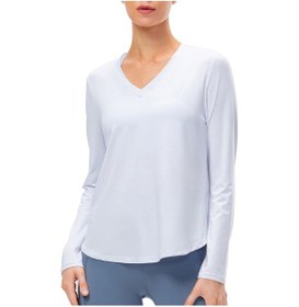 Resim Gajeena Kadın Spor Tişört: Rahat Kullanım, Hızlı Kuruma, V Yaka Uzun Kollu Fitness Giyim Beyaz S Beden Beyaz 