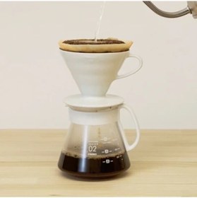 Resim Hario V60 02 Coffee Maker (White Ceramic) - Harıo V60 02 Kahve Demleme Seti (Beyaz Seramik) 