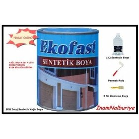Resim Yağlı Boya Set - 1 Kg Beyaz Yağlı Boya + Rulo + 1/2 Tiner + Fırça 